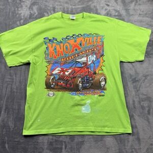 Vintage 1993 Knoxville Raceway XL Racing T shirt Single Stitch USA Neon Green